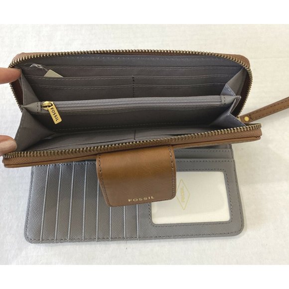 COPY - New Fossil Madison Zip Clutch Wristlet Wallet Taupe Tan